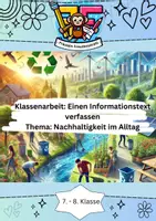 Vorschau - Klassenarbeiten - Klassenarbeit zum Thema: Einen Informationstext zum Thema Nachhaltigkeit im Alltag verfassen📚 - Deckblatt