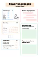 Vorschau - Arbeitsblätter - Partner-Bewertungsbogen für Monologe oder Videos - Deckblatt