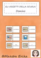 Vorschau - Spiele - Domino zum Thema "Gli oggetti della scuola" auf Italienisch - Deckblatt