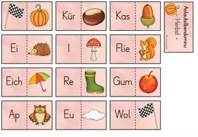 Vorschau - Stationenlernen - Anlautsilbendomino - "Herbst" - Deckblatt