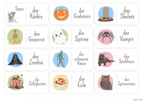 Vorschau - Spiele - DaF / DaZ - Halloween Domino A1 - Seite 1