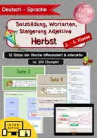 Vorschau - Arbeitsblätter - *MATERIALKOMBI Print + Interactive* HERBST - Grammatikübungen mit Sätzen, Satz des Tages / der Woche - Seite 1