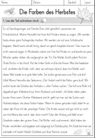 Vorschau - Arbeitsblätter - Leseverstehen - Die Farben des Herbstes - Deutsch 2. und 3. Klasse - Seite 1