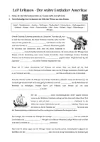 Vorschau - Arbeitsblätter - Leif Eriksson und die Entdeckung Amerikas - Lückentext - Deckblatt