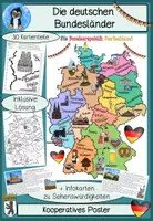 Vorschau - Arbeitsblätter - Kooperatives Poster „Bundesländer Deutschlands“ – Deutschlandkarte mit Infokarten & Sehenswürdigkeiten - Deckblatt