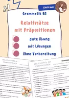Vorschau - Arbeitsblätter - GR: Relativsatz mit Präposition PDF Übung mit Lösung - Deckblatt