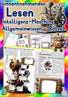 Vorschau - Arbeitsblätter - Sinnentnehmendes Lesen: Intelligenz-Maschine löst Allgemeinwissen-Rätsel (D-A-CH, Farbversion) - Deckblatt
