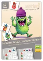 Vorschau - Stationenlernen - Materialpaket | Monster und Mützen kombinieren | Level 1 - 4 - Seite 1