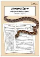 Vorschau - Arbeitsblätter - Kornnattern - Wortgitter und Lückentext - Deckblatt