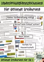 Vorschau - Arbeitsblätter - Gesunde Ernährung: Lebensmittel Kennzeichnung / Nährwerte, Zutaten, Zusatzstoffe/ Hauswirtschaft - Deckblatt