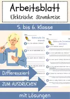 Vorschau - Arbeitsblätter - Elektrische Stromkreise Arbeitsblatt DaZ 5. & 6.Klasse Stromkreisdiagramme Arbeitsblatt mit Lösungen - Deckblatt