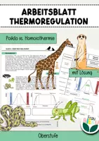 Vorschau - Arbeitsblätter - Arbeitsblatt Thermoregulation Ökologie Gleichwarm Wechselwarm - Deckblatt