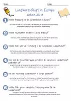 Vorschau - Arbeitsblätter - Landwirtschaft in Europa Arbeitsblatt DaZ 5. & 6.Klasse Agrarwirtschaft Arbeitsblatt mit Lösungen - Seite 2