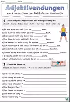 Vorschau - Arbeitsblätter - Übungen zu Adjektivendungen nach unbestimmten Artikel im Nominativ - DaZ / DaF / Deutsch - Seite 1