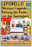 Vorschau - Mal- und Bastelvorlagen - Nikolaus Klasse 1-4 Legende „Nikolaus und die Seeräuber“ LEPORELLO - Deckblatt