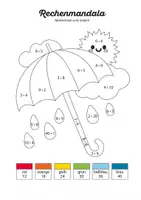 Vorschau - Arbeitsblätter - Rechenmandala Multiplikation - Regenschirm - Deckblatt