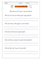 Vorschau - Arbeitsblätter - Leseverständnis 3. Klasse "Pauls erster Schultag" - Seite 1