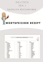 Vorschau - Präsentationen/Tafelbilder - Hilfsmaterial: Wortspeicher Rezept / Vorgangsbeschreibung - Deckblatt