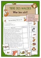 Vorschau - Stationenlernen - Tiere des Waldes: Wer bin ich? Leseverständnis + Tierrätsel für Deutsch und Sachunterricht - Deckblatt
