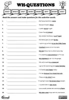Aperçu - Feuilles d'exercices - Wh- Questions - 20 Questions en Anglais - Fiche - Page 1