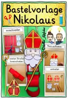 Vorschau - Mal- und Bastelvorlagen - Nikolaus aus Tonpapier basteln / Grundschule Kunst Religion - Deckblatt