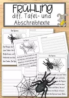 Vorschau - Anderer Materialtyp - Die Spinne – Differenzierte Tafel-, Ansage und Abschreibtexte - Deckblatt