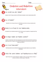 Vorschau - Arbeitsblätter - Oxidation und Reduktion Arbeitsblatt 7. & 8.Klasse Redoxreaktionen Arbeitsblatt mit Lösungen - Seite 2