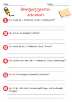 Vorschau - Arbeitsblätter - Bewegungsgesetze Arbeitsblatt 7. & 8.Klasse Kinematik Arbeitsblatt mit Lösungen - Seite 1