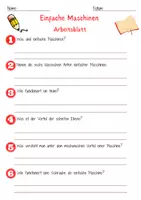 Vorschau - Arbeitsblätter - Einfache Maschinen Arbeitsblatt 7. & 8.Klasse Hebel und Winden Arbeitsblatt mit Lösungen - Seite 1