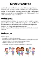Vorschau - Mal- und Bastelvorlagen - Ferienschatzkiste - Wörter schreiben und dazu erzählen - Seite 1