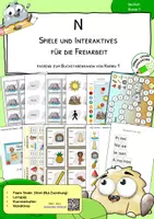 Vorschau - Stationenlernen - Buchstabe N - Spiele und Interaktives für die Freiarbeit und Stationen - Deckblatt
