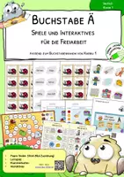 Vorschau - Stationenlernen - Buchstabe Ä - Spiele und Interaktives für die Freiarbeit und Stationen - Deckblatt