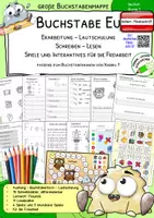 Vorschau - Arbeitsblätter - Buchstabenmappe EU – Lautverbindung EU lesen & schreiben lernen | Karibu 1 | österreichische Fibelschrift | Klasse 1 - Deckblatt