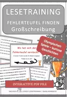 Vorschau - Fördermaterial/Inklusion - Kuriose Olympia Geschichten Spezial: Fehlerteufel Lesekarten Großschreibung - Seite 1