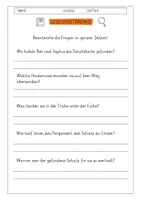 Vorschau - Arbeitsblätter - Leseverständnis 3. Klasse "Die verlorene Schatzkarte" - Seite 1