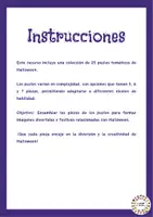 Vista previa - Tarjetas / Manipulativos - Puzles halloween (castellano) - página 1