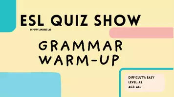 Aperçu - Jeux - ESL Quiz Show Game - Échauffement de grammaire (A2, facile, tous âges) - Page 1