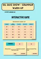Aperçu - Jeux - ESL Quiz Show Game - Échauffement de grammaire (A2, facile, tous âges) - Page de couverture