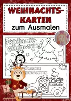 Vorschau - Mal- und Bastelvorlagen - Weihnachtskarten zum Ausmalen - weihnachtliche Ausmalbilder - Deckblatt