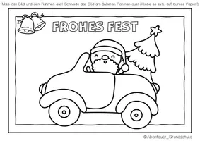 Vorschau - Mal- und Bastelvorlagen - Weihnachtskarten zum Ausmalen - weihnachtliche Ausmalbilder - Seite 1