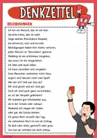 Vorschau - Arbeitsblätter - DENKZETTEL: Mobbing/Beleidigungen - cooler Abschreibtext in Reimen! - Seite 1