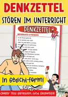 Vorschau - Merkblätter - DENKZETTEL: Störungen im Unterricht - cooler Abschreibtext in Reimen! - Deckblatt