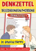Vorschau - Arbeitsblätter - DENKZETTEL: Mobbing/Beleidigungen - cooler Abschreibtext in Reimen! - Deckblatt