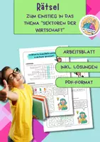 Vorschau - Arbeitsblätter - Rätsel zum Einstieg in das Thema Wirtschaft - Deckblatt