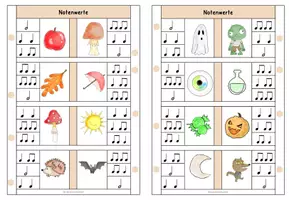 Vorschau - Spiele - Musik Freiarbeit: Klammerkarten Notenwerte - Seite 1
