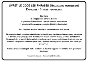Aperçu - Feuilles d'exercices - Livret de Grammaire Montessori : Les Symboles en Action - 3 mots - Page 2