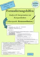 Vorschau - Text - Formulierungshilfen: Analyse und Interpretation von Kurzgeschichten (Schwerpunkt: Kommunikationsanalyse) - Deckblatt