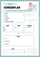 Vorschau - Arbeitsblätter - Schreibplan Bericht - Deckblatt