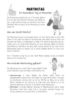 Vorschau - Arbeitsblätter - Lese- und Lückentext - Sankt Martin - Seite 1