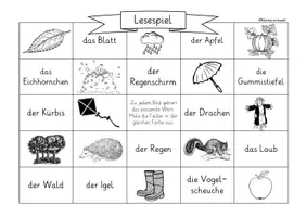 Vorschau - Arbeitsblätter - Lesespiel zum Thema Herbst für Klasse 1 - Seite 1